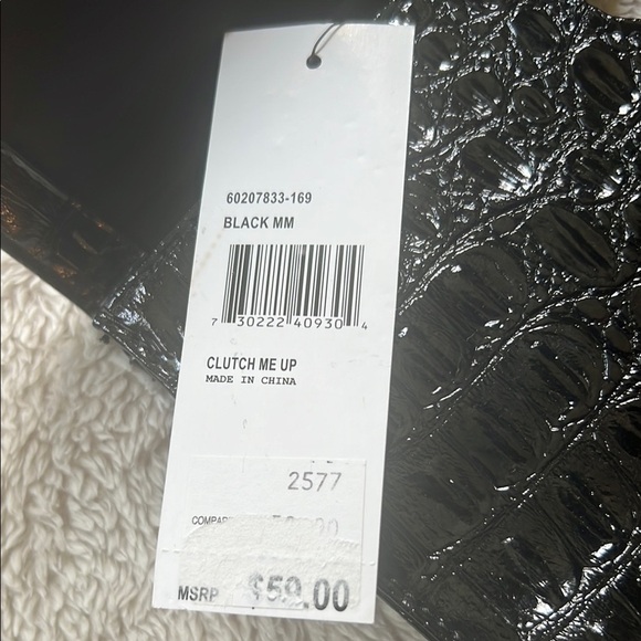 Nine West Black Croc-Embossed Clutch with Metallic Detail - Picture 4 of 14